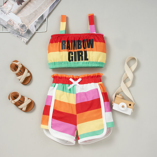 Kid Girls Outfit Summer Hihaton Top shortsit Outfit Set Vaatteet Multicolored