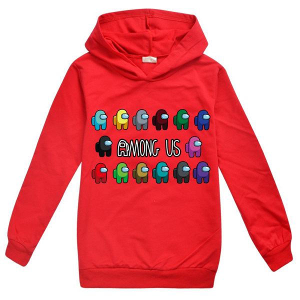 Blandt os Børn 3D Casual 3D Printet Sweatshirt Hættetrøje Pullover red 150cm