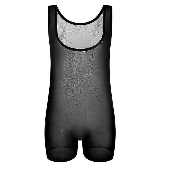 Bodysuit för män ärmlös brottning Leotard Underkläder (svarta)
