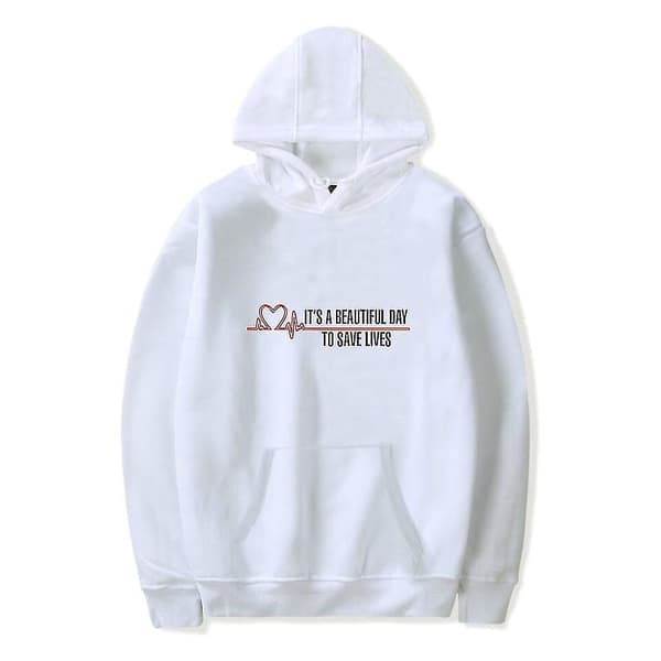 Grey's Anatomy American Drama Intern Hættetrøje Pullover Grafisk Print Hættetrøjer - White S