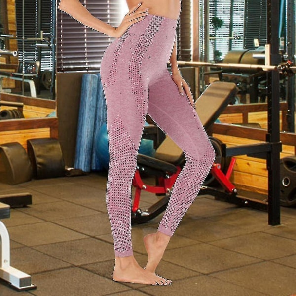 Dame Sømløse Leggings Bukser Høy midje Trening Gym Booty Butt Løftebukser Tights Kvinnelig Løpe-c Rose pink M