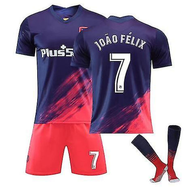 2022 Uudet Jalkapalloneuleet Puku 9 Suarez 10 Correa 7 Joao Felix 8 Griezmann lyhythihaiset Urheilujuoksujalkapallo-univormut miehille ja naisille Navy 7 XS
