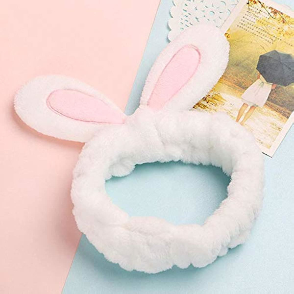 Kanin Bunny Ear Makeup Hodebånd Mykt hårbånd Coral Fleece Elastisk Hår Scrunchy Dame Dusj Cosplay Myke Katteører Fluffy