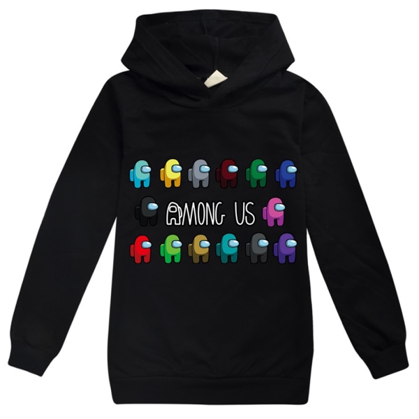 Blandt os Børn 3D Casual 3D Printet Sweatshirt Hættetrøje Pullover black 130cm