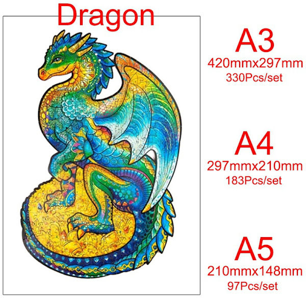 Leijona luovat puiset palapelilohkot opettavaiset palapelilelut Dragon A4