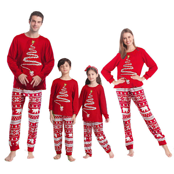 Jul Familjematchande kläder Xmas 2ST Sleepwear Pyjamas Kid-red 12T