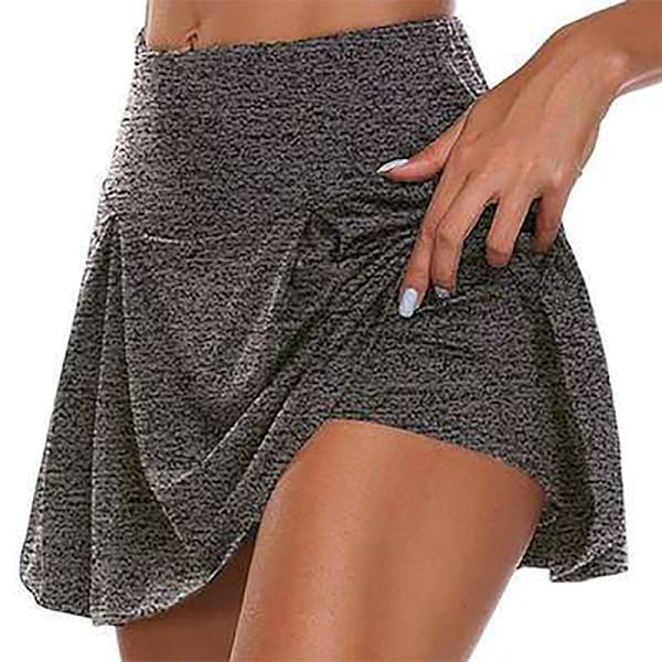 Yoga Culottes för kvinnor Säkerhetskjolar Löpsport Snygg Gray 2XL