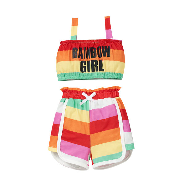 Kid Girls Outfit Summer Hihaton Top shortsit Outfit Set Vaatteet Multicolored