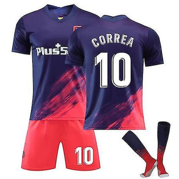 2022 Uudet Jalkapalloneuleet Puku 9 Suarez 10 Correa 7 Joao Felix 8 Griezmann lyhythihaiset Urheilujuoksujalkapallo-univormut miehille ja naisille Navy 10 XL