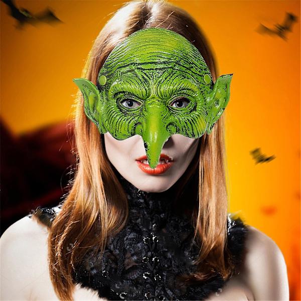Julepynt Halloween 3d Half Face Witch Mask Pu Skum Realistisk Cosplay Mask Rekvisitter Fest