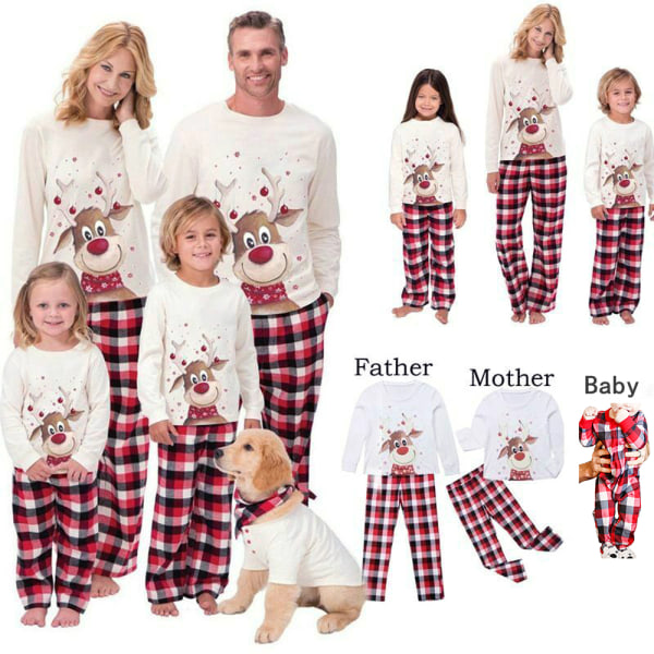 Jul förälder-barn print familjens matchande pyjamasset child 8T
