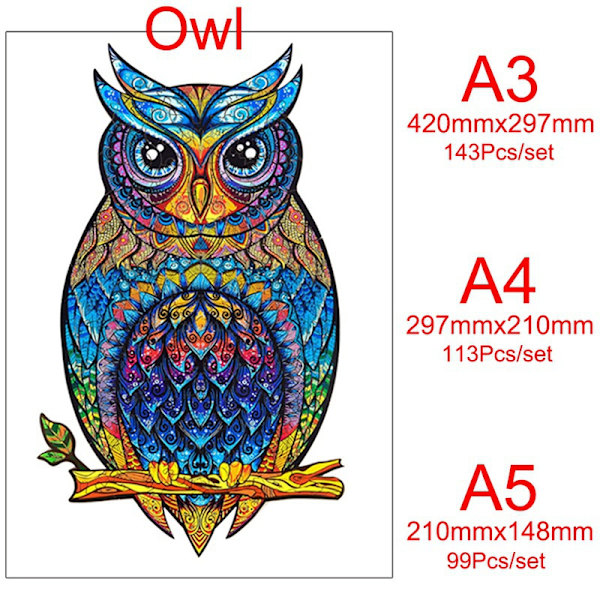 Leijona luovat puiset palapelilohkot opettavaiset palapelilelut Owl A4