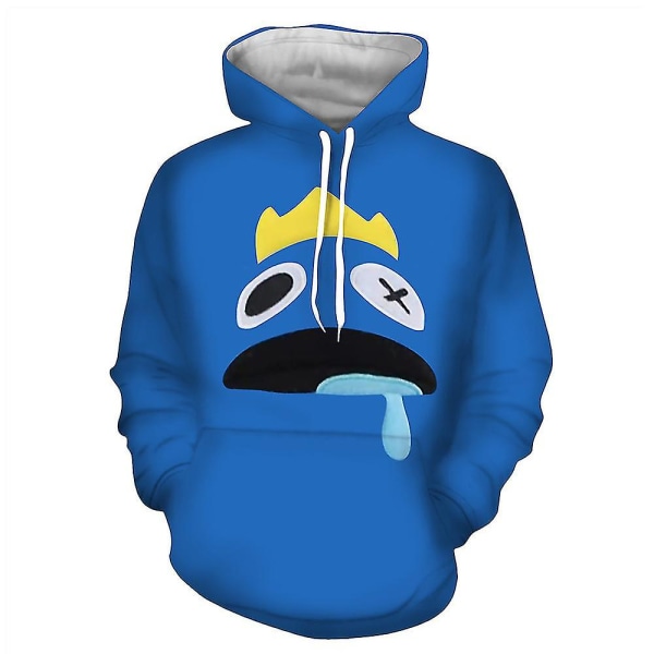 Roblox Rainbow Friends hettegenser for menn Langermet hettegensere med 3d-trykk Gensere Blue 3XL