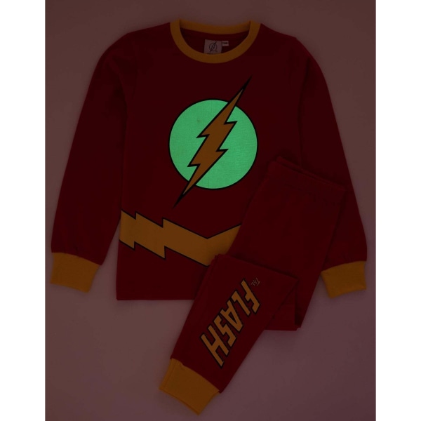 The Flash Børne/Kids Logo Selvlysende Pyjamassæt 11-12 Red 11-12 Years