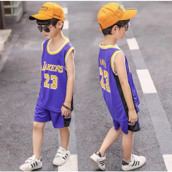 Basketball sportsklær barn treningstøy vest + shorts purple 110cm