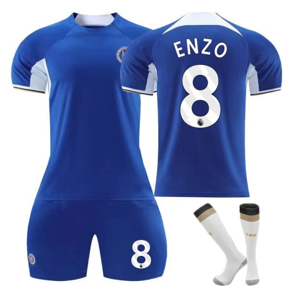 2023-24 Chelsea Home No. 7 Sterling No. 8 Enzo Fotbollströja Sportkläder 18