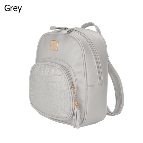 Dam PU Läder Skolflätad ryggsäck GRÅ grey