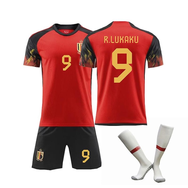VM Belgien lag #9 R.lukaku fotbollströja T-shirt kostym S(160-170CM)