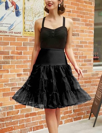 50'er underkjole Rockabilly kjole Crinoline Tutu til kvinder Sort Black L