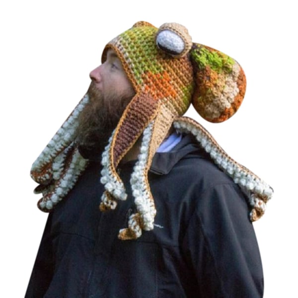 Lonkerohattu Käsinkudottu Octopus Hat Joulu Halloween Cosplay Purppura Khaki