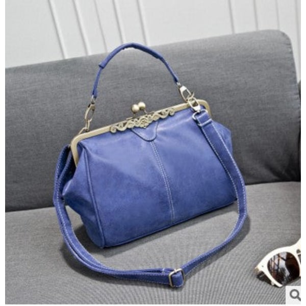 Damehåndveske Retro Ny Dameveske Bærbar skulder Crossbody Matt Dark Blue