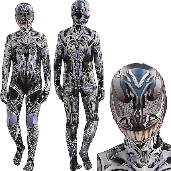 Venom Suit Cosplay Kostym Party Jumpsuit Monterade Barnkläder 150cm 130cm