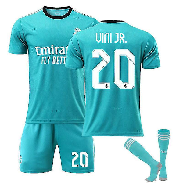 Real Madrid Andre Borte Grønn Trøye Nr. 9 Benzema No. 10 Modric Fotballdrakt Set Barnedrakt 21 22 VINI JR 20 Kids 16(90-100CM)