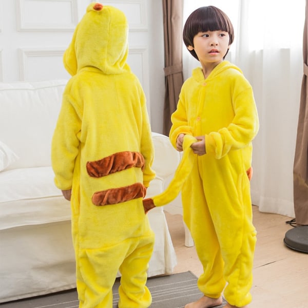 Familj Halloween Cosplay Kostym Djur Gul Pyjamas Vinter Varm tecknad sovkläder Matchande kläder Mamma Barn Onesie Gold 4T