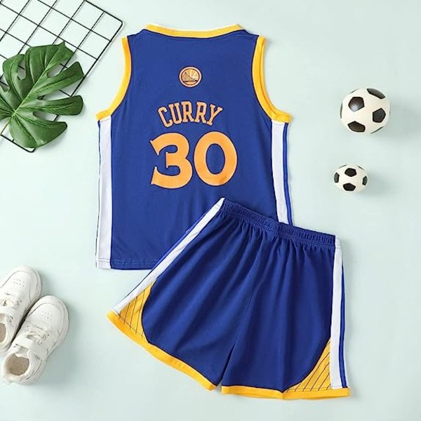 NBA Golden State Warriors Stephen Curry #30 Basketballtrøye Blå cm 110