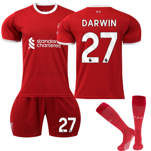 2023-2024 Liverpool Home Børnefodboldtrøjesæt nr. 27 Darwin Núñez 22