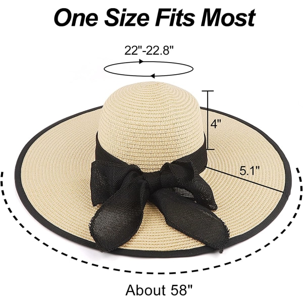 Solhatt för damer, stor bred brätte UPF 50+ (beige)