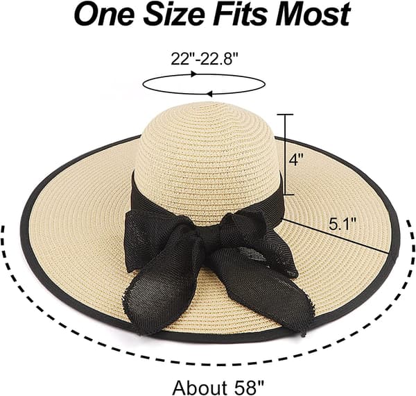 Solhatt for kvinner, UPF 50+ med bred brem (beige)