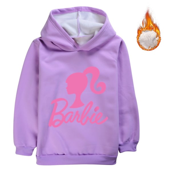 Pojkar Flickor Barbie Plysch Hoodie Barn Kostym Cosplay Sweatshirt purple 140cm
