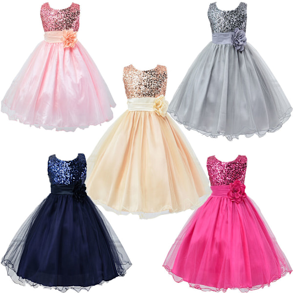 Flickor Paljetter Holiday Fancy Dress Party Bröllop Brudtärnklänning pink 150cm