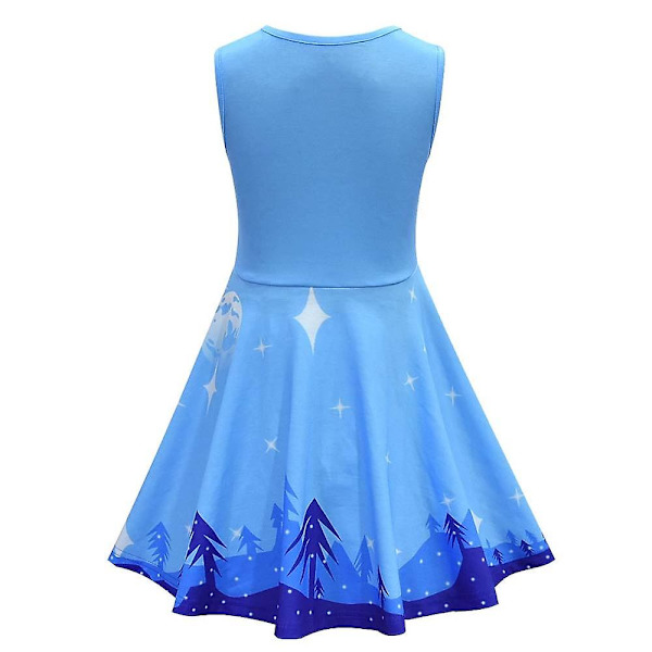 Barn Jenter Frosne Elsa Anna Prinsesse Kjole Sommer Ermeløs Fest Cosplay Swing Kjoler Blue 5-6 Years
