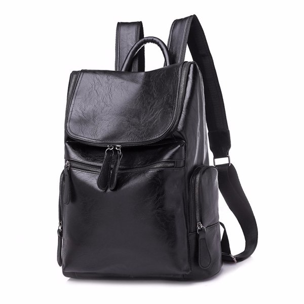 Laptop ryggsäck resväska PU läder axelväska för man black