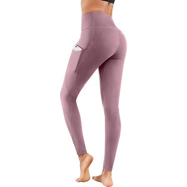 Kvinnor High Waist Yoga Byxor Fitness Leggings Löp Gym Stretch Pink,L
