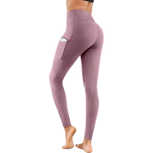 Naisten korkeavyötäröinen Joogahousut Fitness Leggingsit Juoksukuntosali Stretch Pink,XL