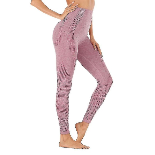 Dame Sømløse Leggings Bukser Høy midje Trening Gym Booty Butt Løftebukser Tights Kvinnelig Løpe-c Lotus root pink M