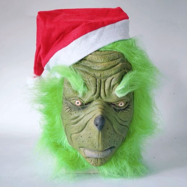 Grönhåriga monster Grinch mask huvudbonader busrekvisita cosplay
