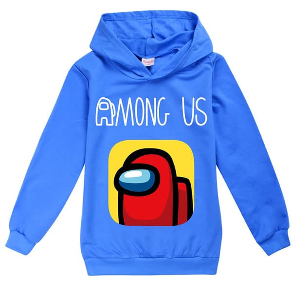 Blant oss tegneseriespilltrykk gutt Sweatshirt barn Uformelle hettegensere dark bule 140cm