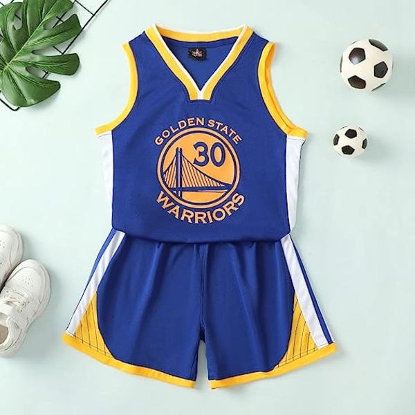 NBA Golden State Warriors Stephen Curry #30 Basketballtrøye Blå cm 150