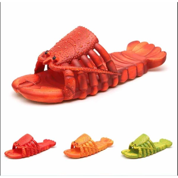 Cute Lobster Funny Slippers Beach Non Slip sommersandaler Dark Red 46-47