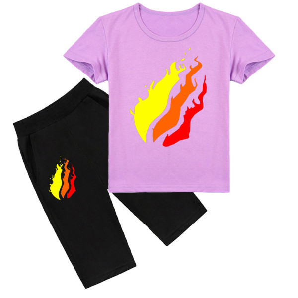 Prestonplayz Toddler Casual T-shirt + shorts sæt F4 purple 110cm