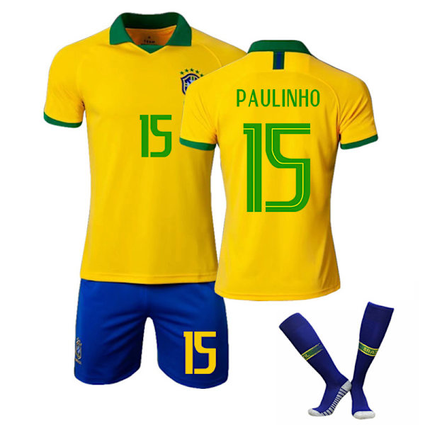 Barn/vuxen 20 America Cup Brasilien hemma/borta set NEYMAR JR-10 PAULINHO-15 26
