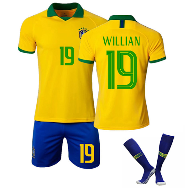 Barn/vuxen 20 America Cup Brasilien hemma/borta set NEYMAR JR-10 WILLIAN-19 l#