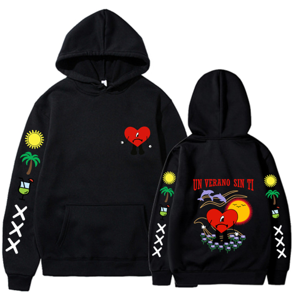 Streetwear Hoodie Top Unisex sweatshirt män kvinnor kappa black M