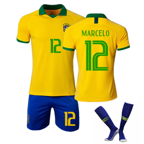 Barn/vuxen 20 America Cup Brasilien hemma/borta set NEYMAR JR-10 MARCELO-12 16