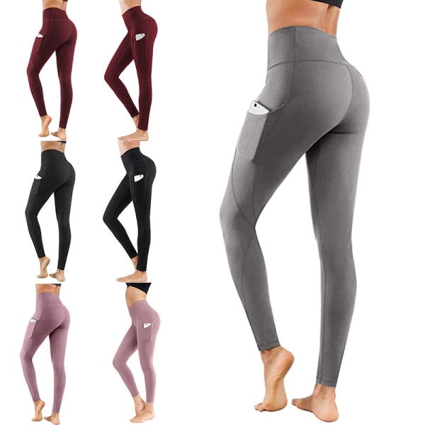 Naisten korkeavyötäröinen Joogahousut Fitness Leggingsit Juoksukuntosali Stretch Black,M