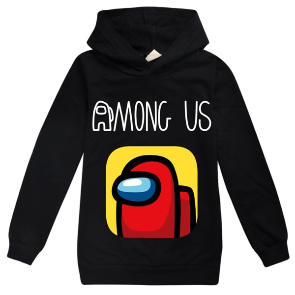 Among Us Printed Child Hoodie Rolig tröja Cartoon Pullover Black 130cm